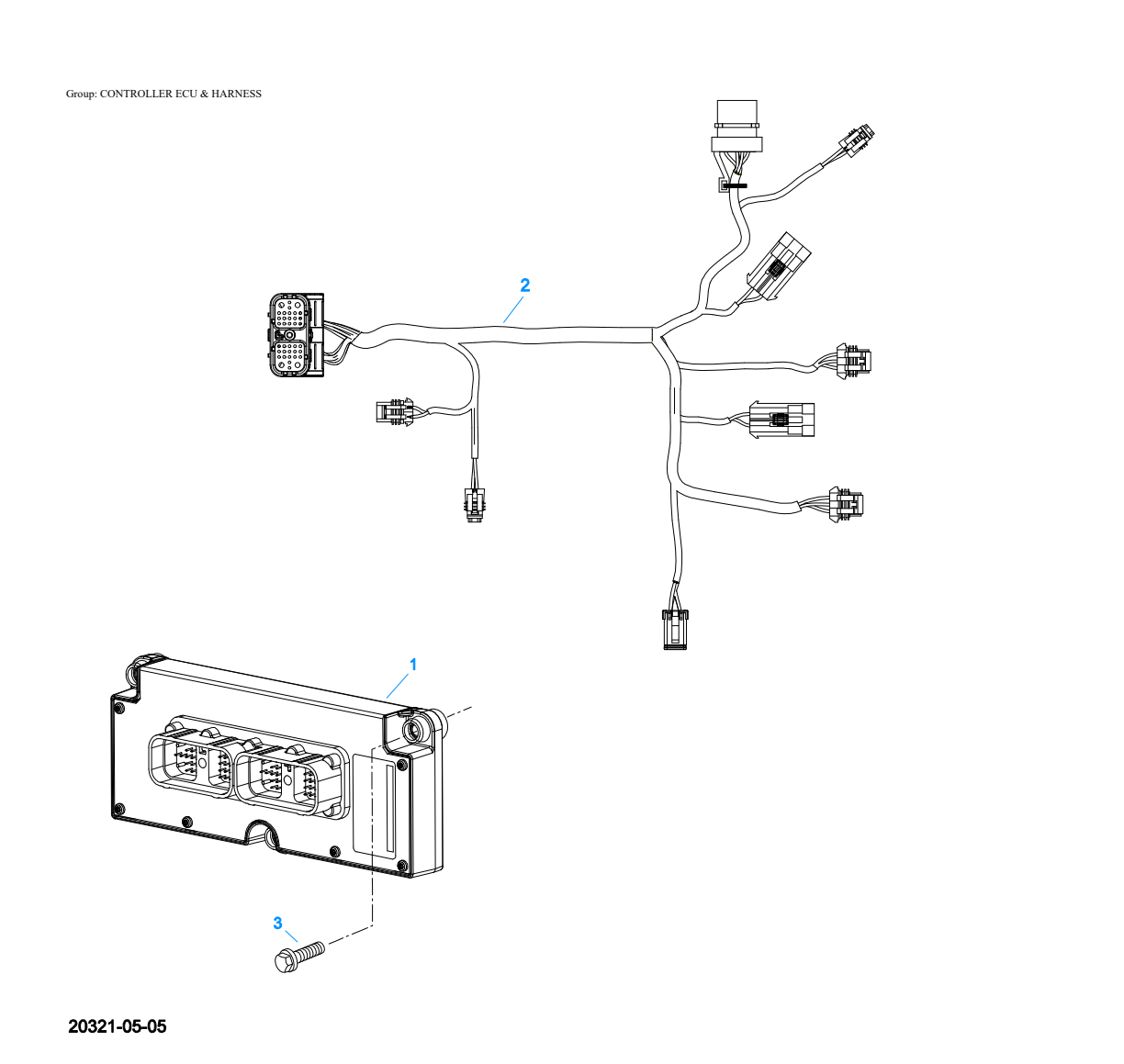 Diagrama de despiece: Controlador ECU y arnés, Eaton Fuller FO-5406B-DM3