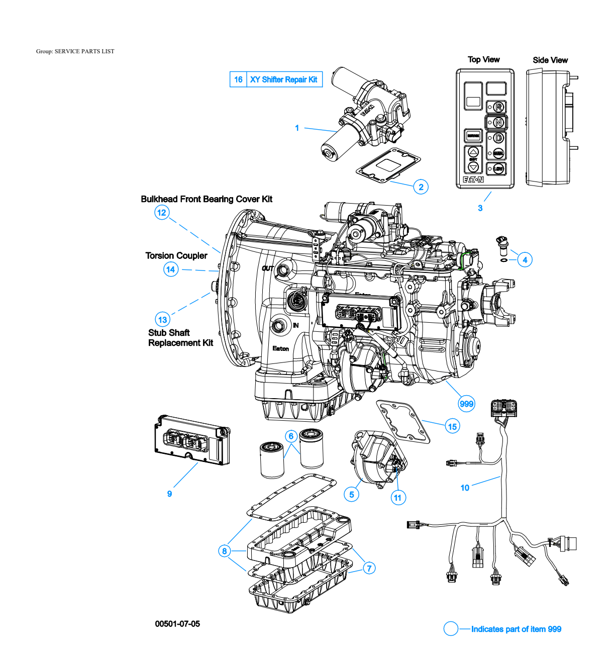Eaton Fuller FO-6406A-AW3 Service Parts List exploded-view diagram