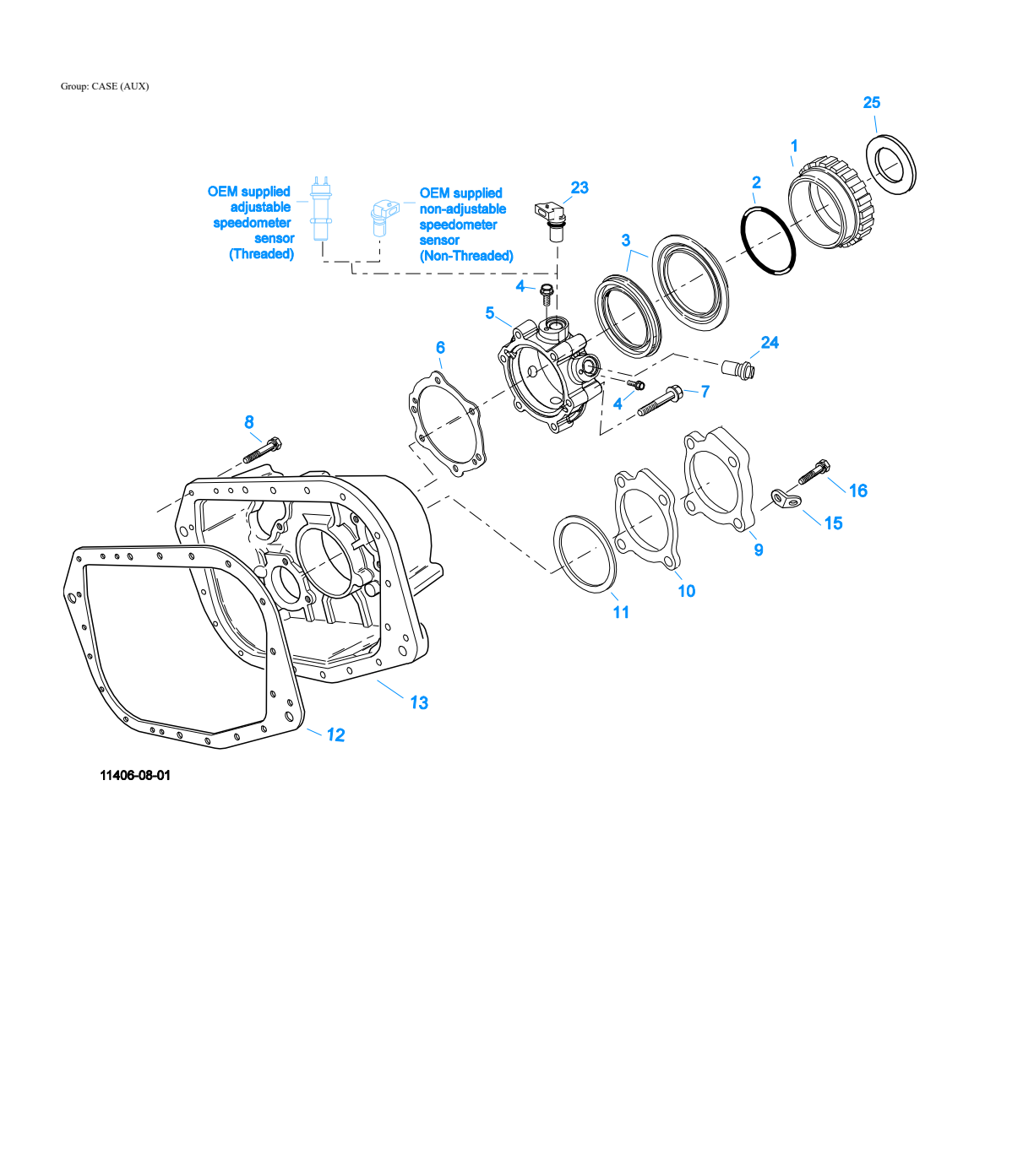 Eaton Fuller FOM-16D313E-LEP Case (Aux) exploded-view diagram