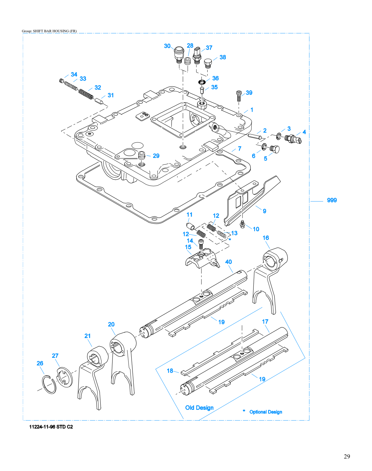 Eaton Fuller FR-9210B Shift Bar Housing (Fr) exploded-view diagram