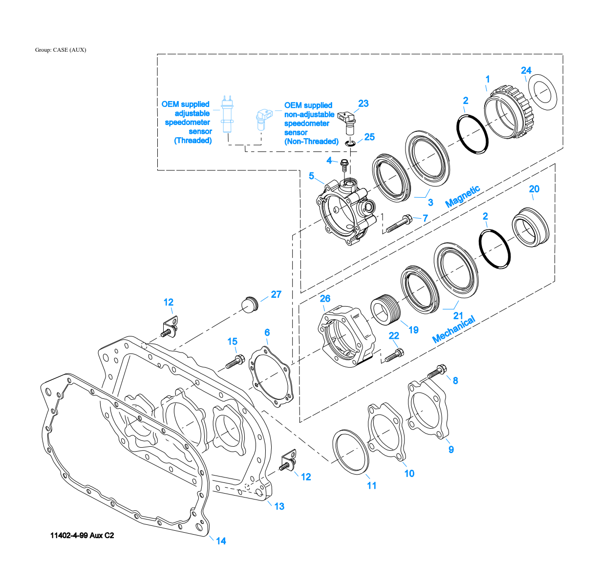 Eaton Fuller FR-9210B Case (Aux) exploded-view diagram