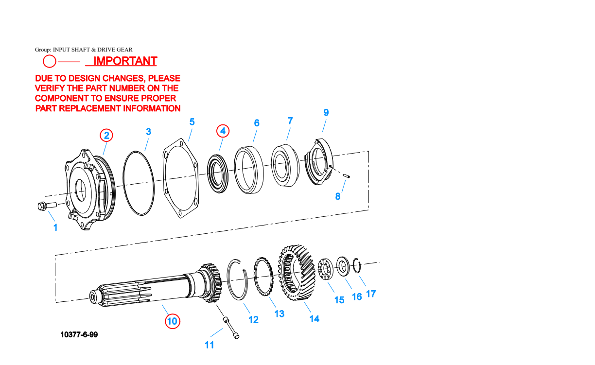 Eaton Fuller FRLO-16410C-T2 Input Shaft & Drive Gear exploded-view diagram