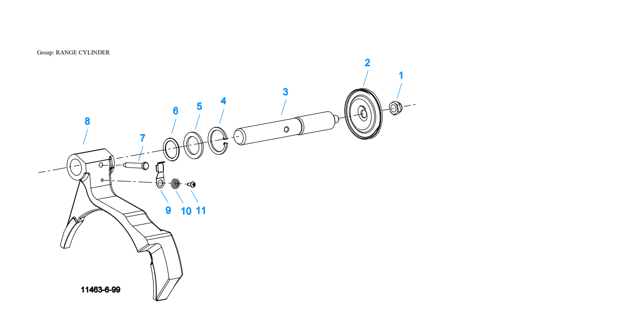 Eaton Fuller FRLOF-14410C Range Cylinder exploded-view diagram