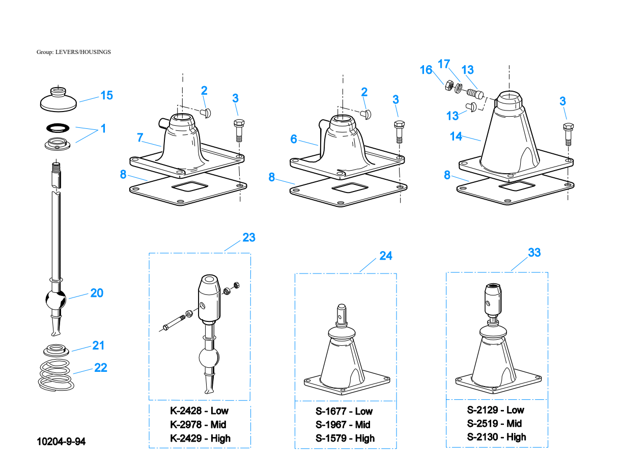Eaton Fuller FRO-11210C Levers/Housings exploded-view diagram
