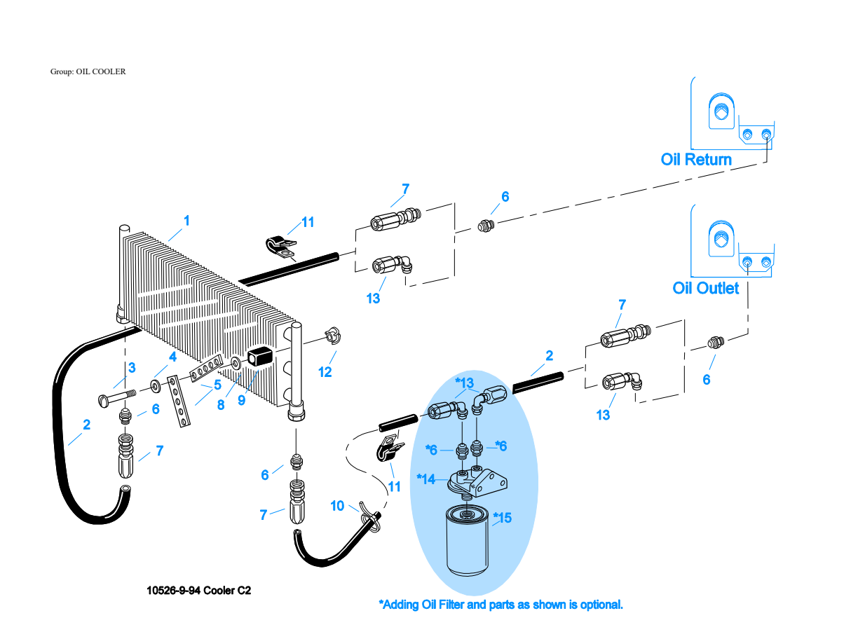 Eaton Fuller FRO-13210B Oil Cooler exploded-view diagram