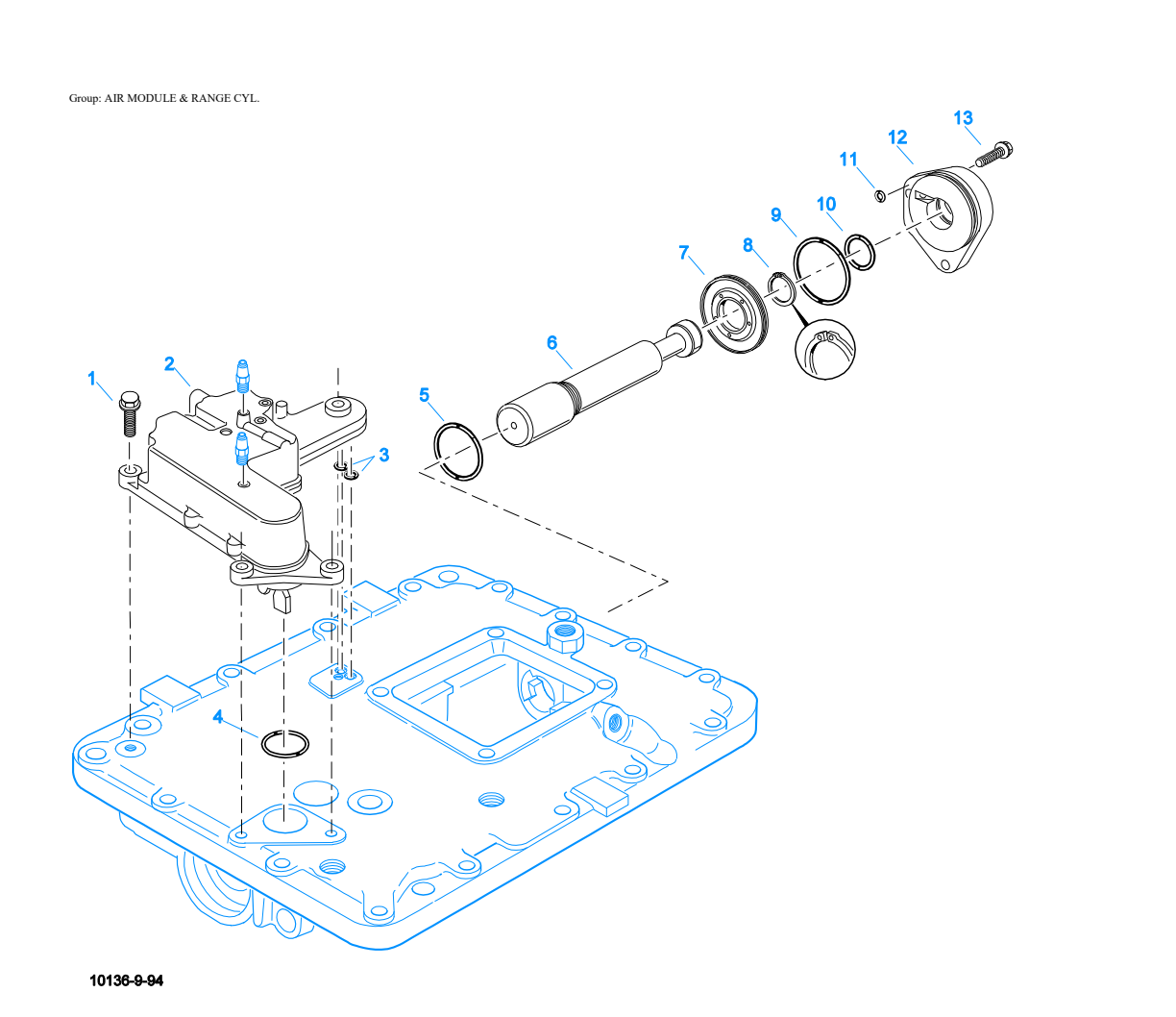 Eaton Fuller FRO-14210C Air Module & Range Cyl. exploded-view diagram