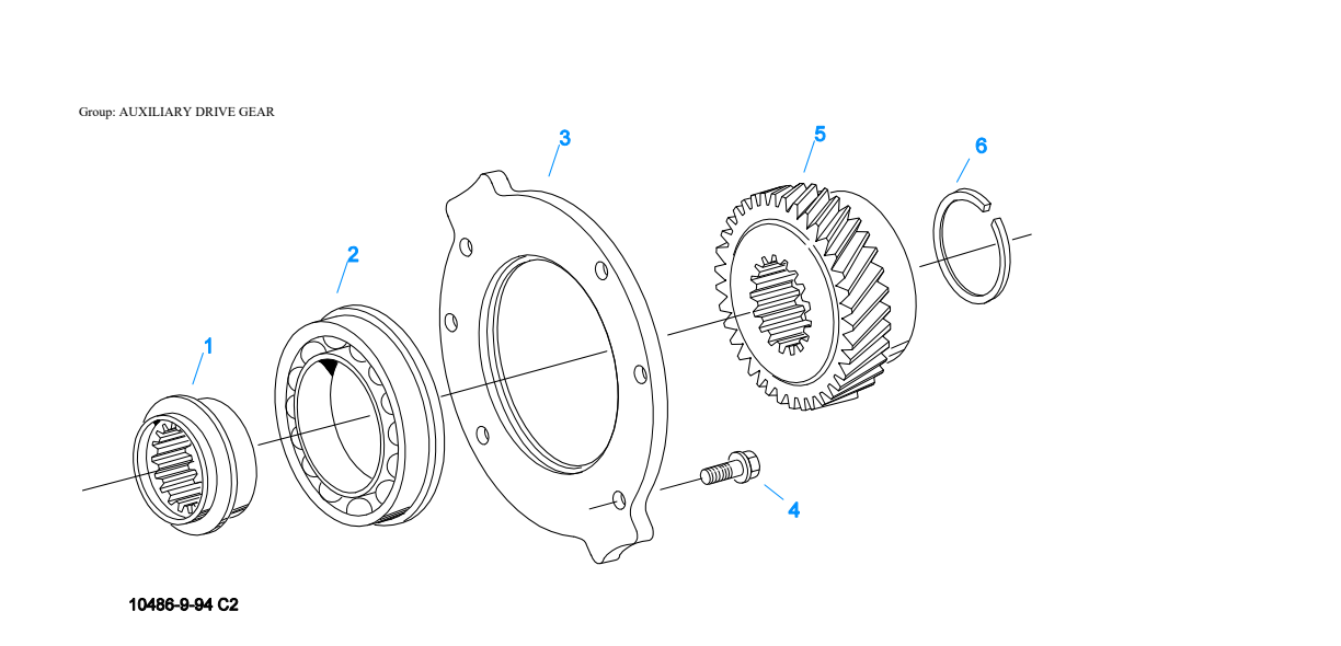 Eaton Fuller FRO-16210B Auxiliary Drive Gear exploded-view diagram