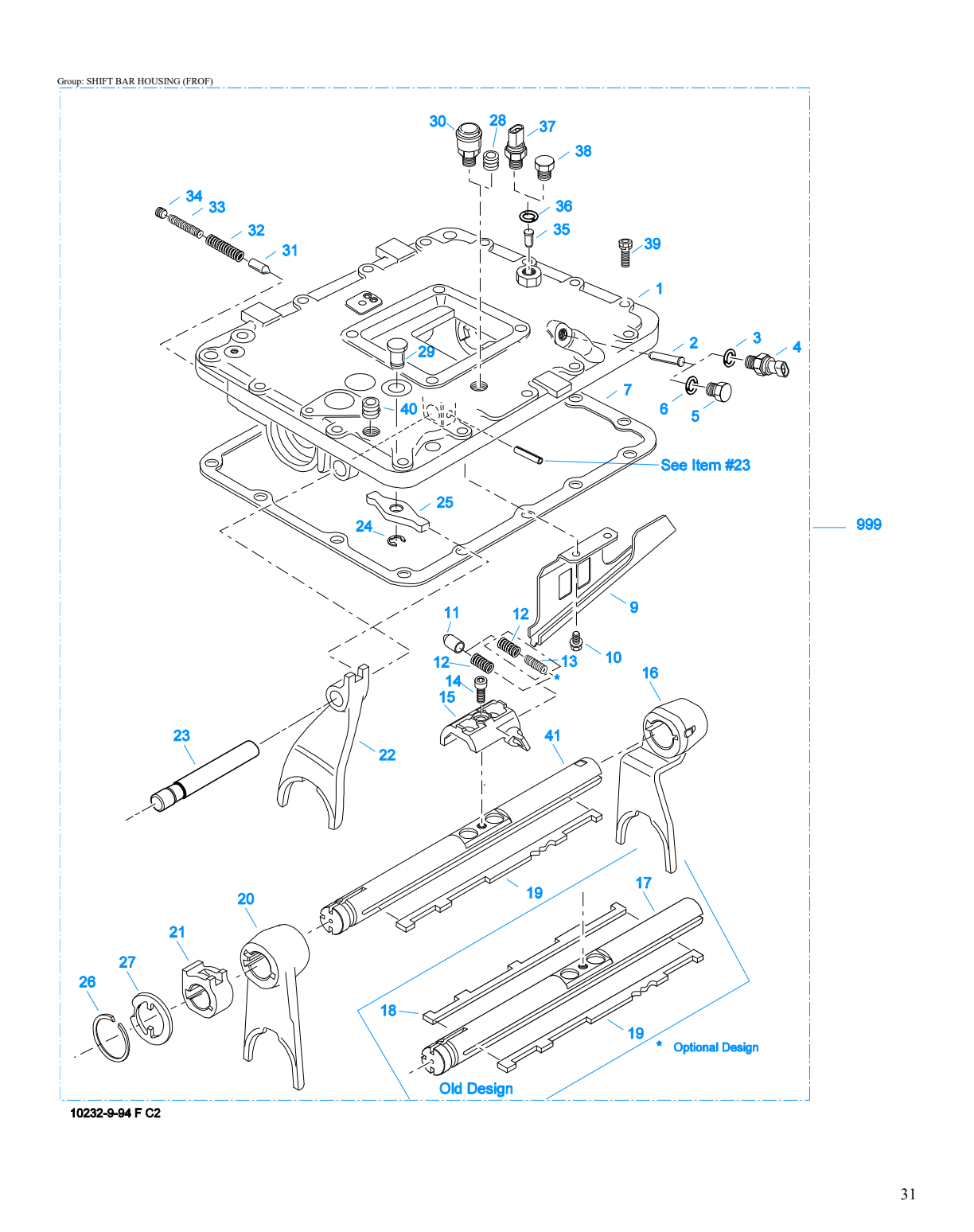 Eaton Fuller FROF-14210B Shift Bar Housing (Frof) exploded-view diagram