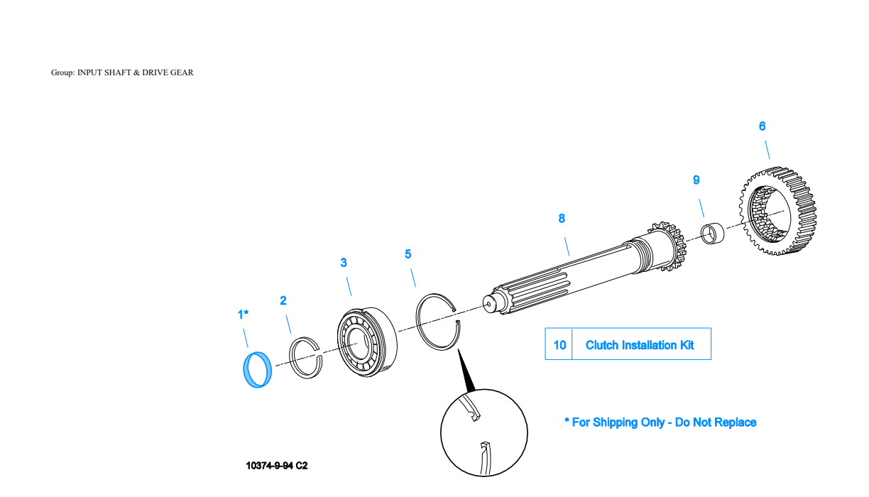 Eaton Fuller FROF-15210C Input Shaft & Drive Gear exploded-view diagram