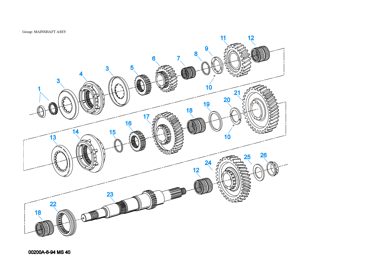 Eaton Fuller FS-4005B Mainshaft Assy exploded-view diagram