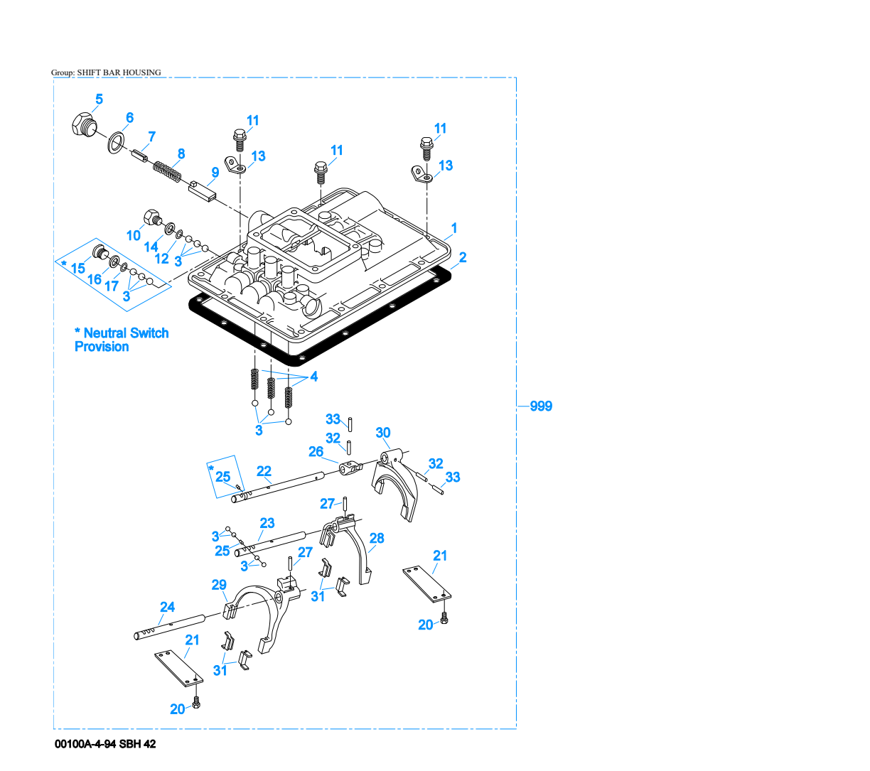 Eaton Fuller FS-4005B Shift Bar Housing exploded-view diagram