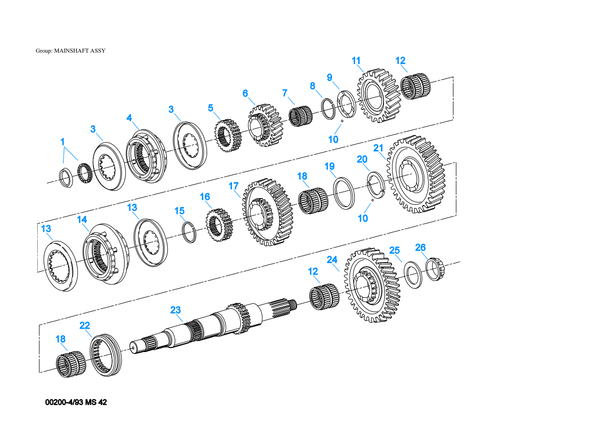 Eaton Fuller FS-4205B Mainshaft Assy exploded-view diagram