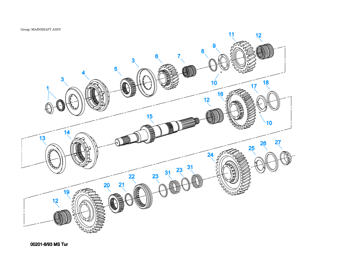 Eaton Fuller FS-5005C Mainshaft Assy exploded-view diagram