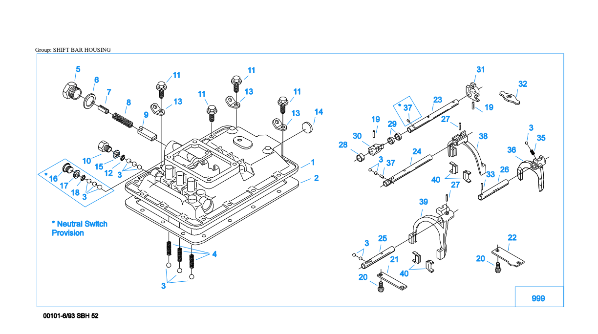 Eaton Fuller FS-5005C Shift Bar Housing exploded-view diagram