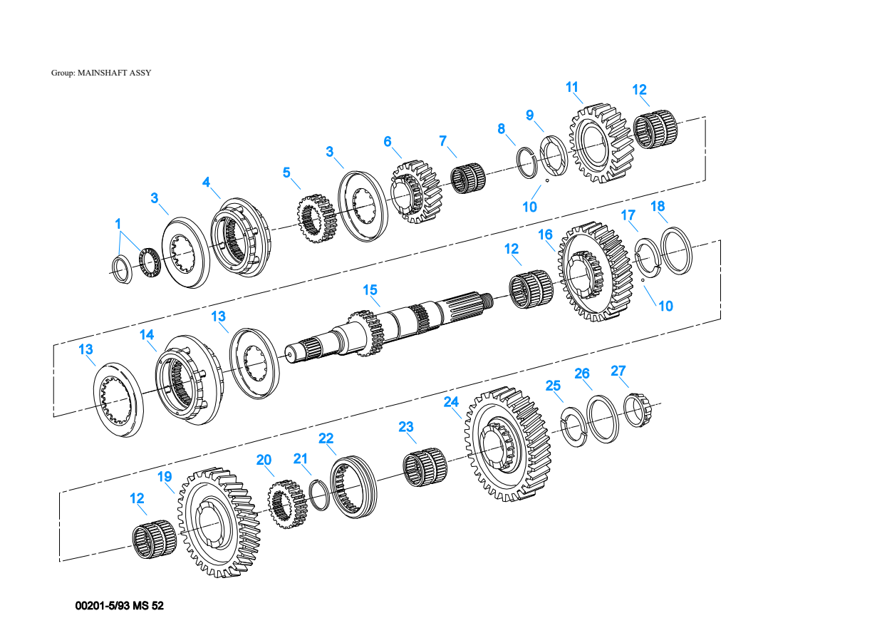 Eaton Fuller FS-5205A Mainshaft Assy exploded-view diagram