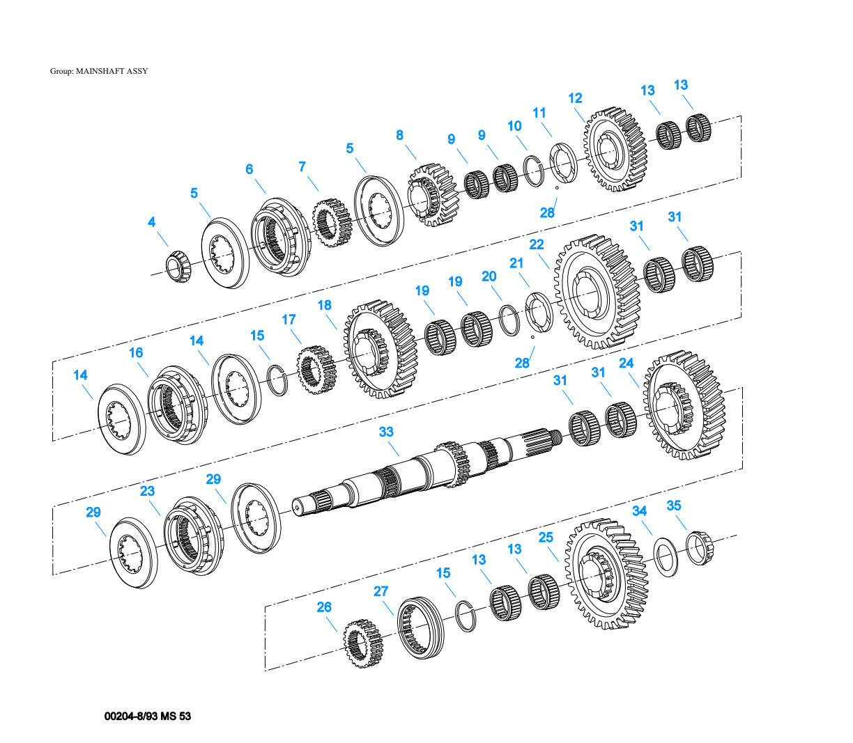 Eaton Fuller FS-5306A Mainshaft Assy exploded-view diagram