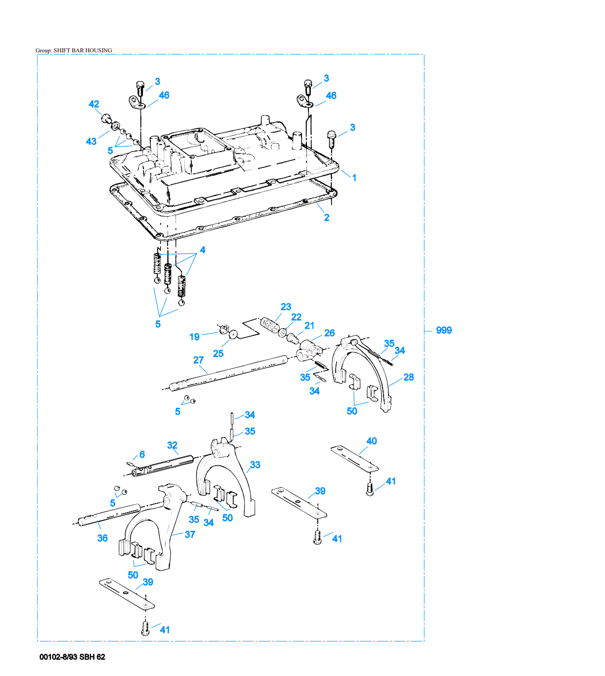 Eaton Fuller FS-6205A Shift Bar Housing exploded-view diagram