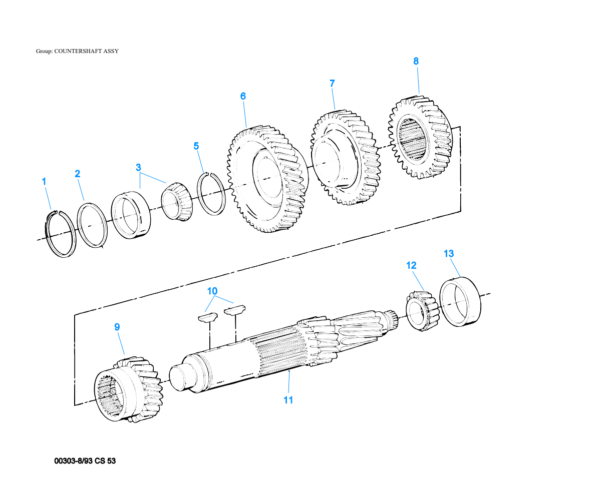 Eaton Fuller FS-6206A Countershaft Assy exploded-view diagram
