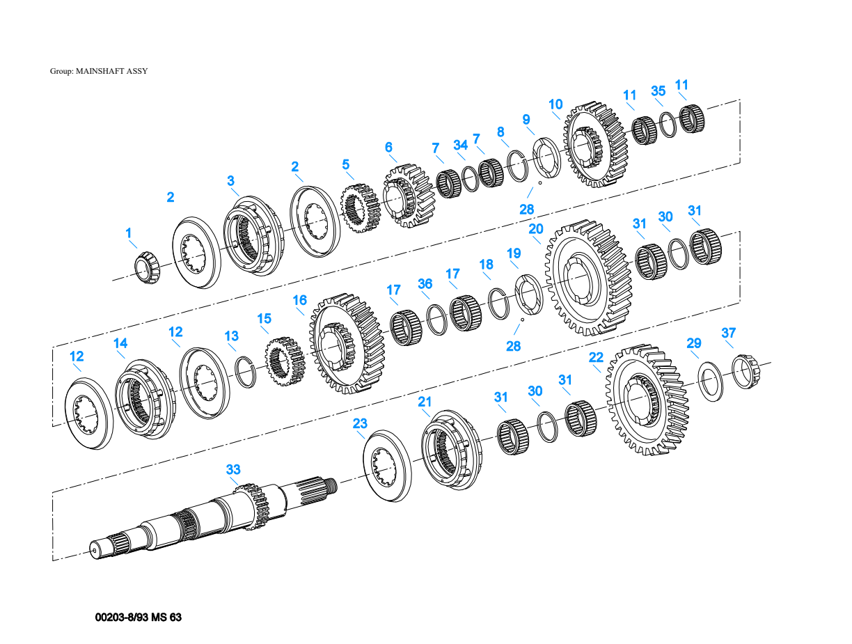 Eaton Fuller FS-6305B Mainshaft Assy exploded-view diagram