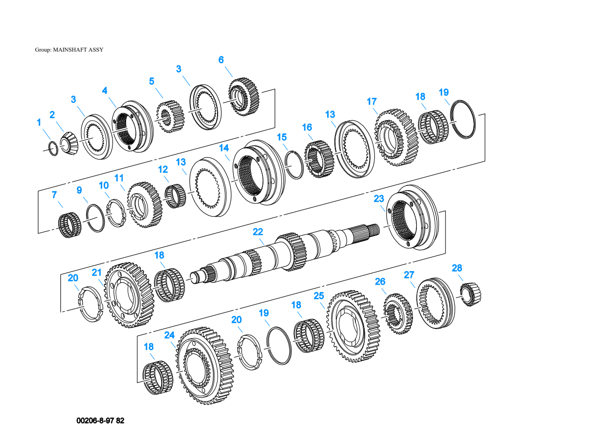 Eaton Fuller FS-8206A Mainshaft Assy exploded-view diagram