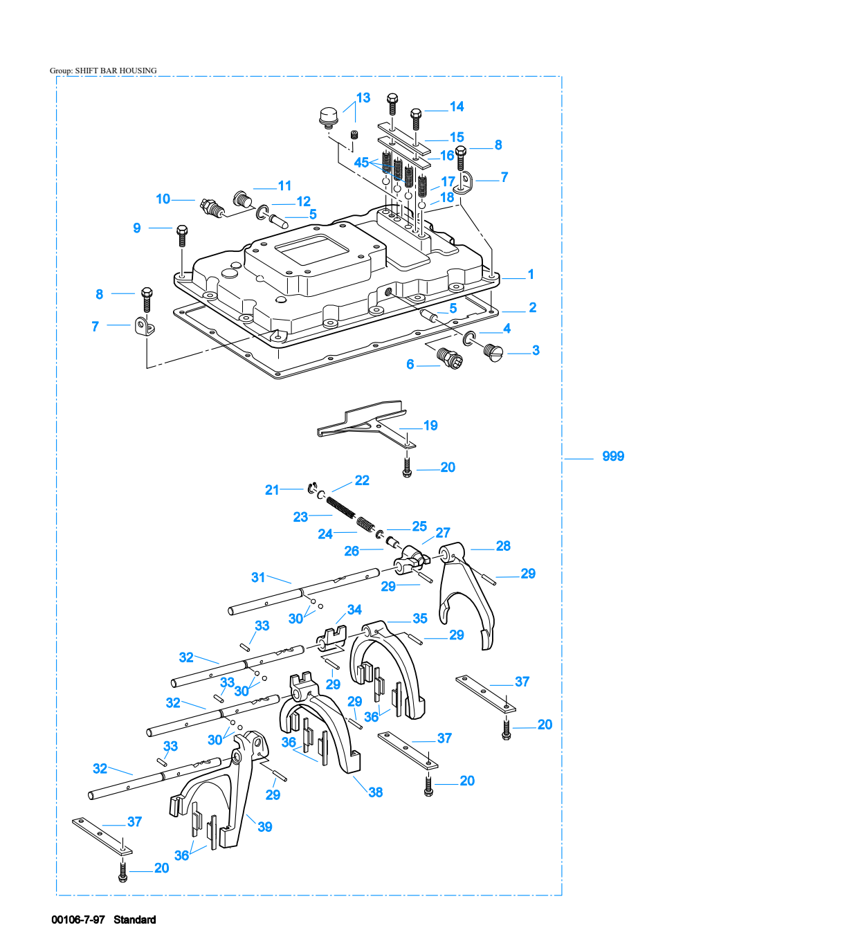 Eaton Fuller FS-8206A Shift Bar Housing exploded-view diagram