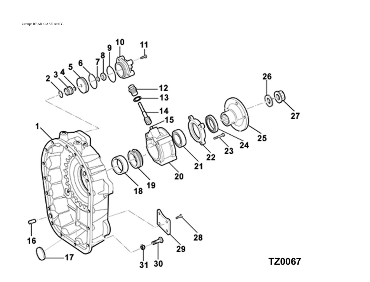 Diagrama de despiece: Ensamble de la carcasa trasera, Eaton Fuller FS-V8209A-RH