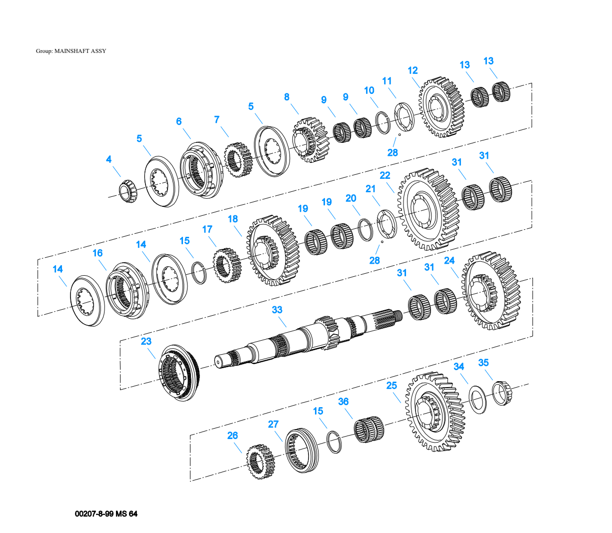 Eaton Fuller FSO-8406A Mainshaft Assy exploded-view diagram