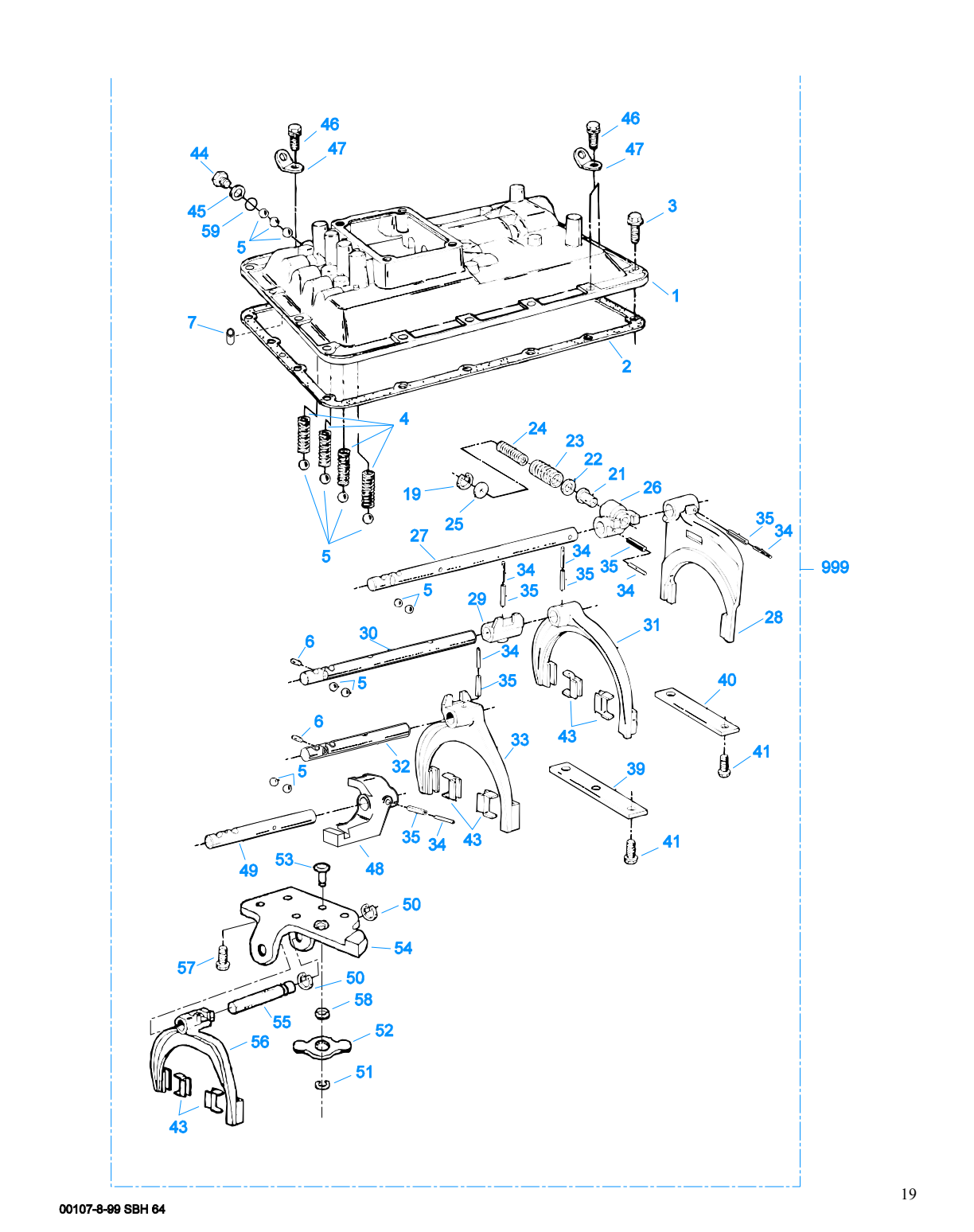 Eaton Fuller FSO-8406A Shift Bar Housing exploded-view diagram