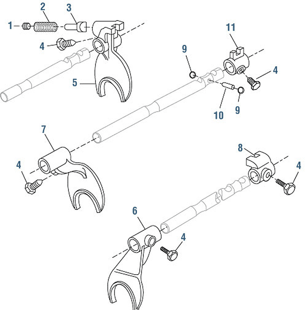 Diagrama de despiece: Componentes del mecanismo de cambio, Eaton Fuller RT/RTO-12513