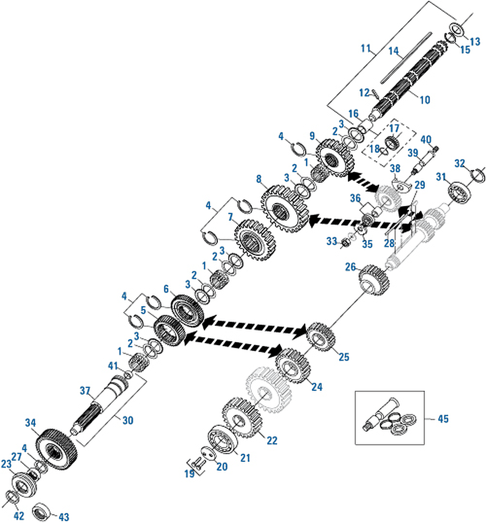 Diagrama de despiece: Componentes de la carcasa principal, Eaton Fuller RT/RTO-9513