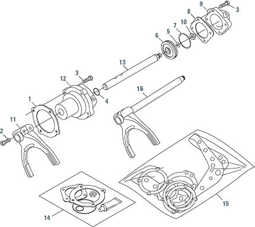 Diagrama de despiece: Componentes del cilindro de rango, Eaton Fuller RT/RTO-9513