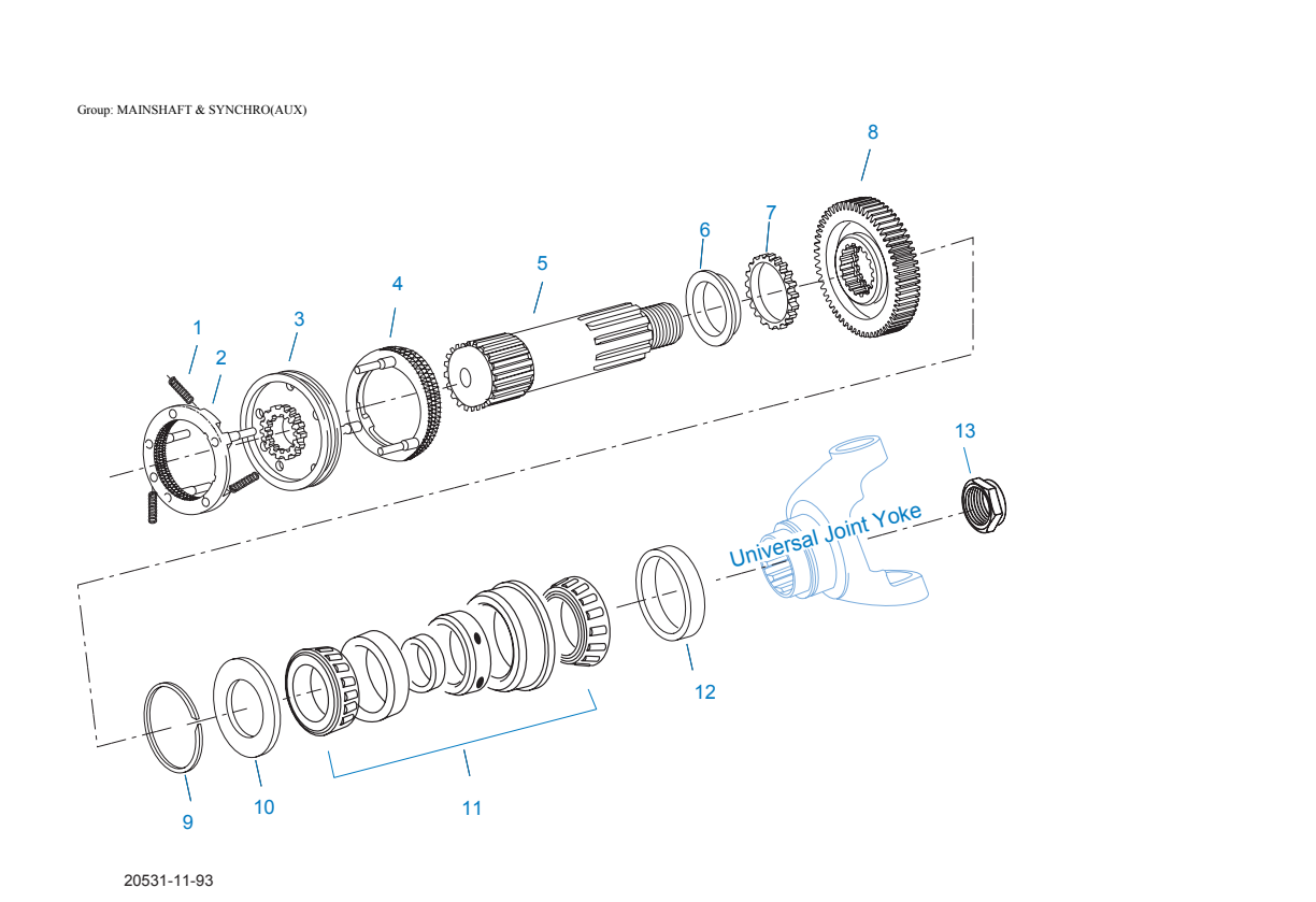 Eaton Fuller RT-11109A-ATR Mainshaft & Synchro(Aux) exploded-view diagram
