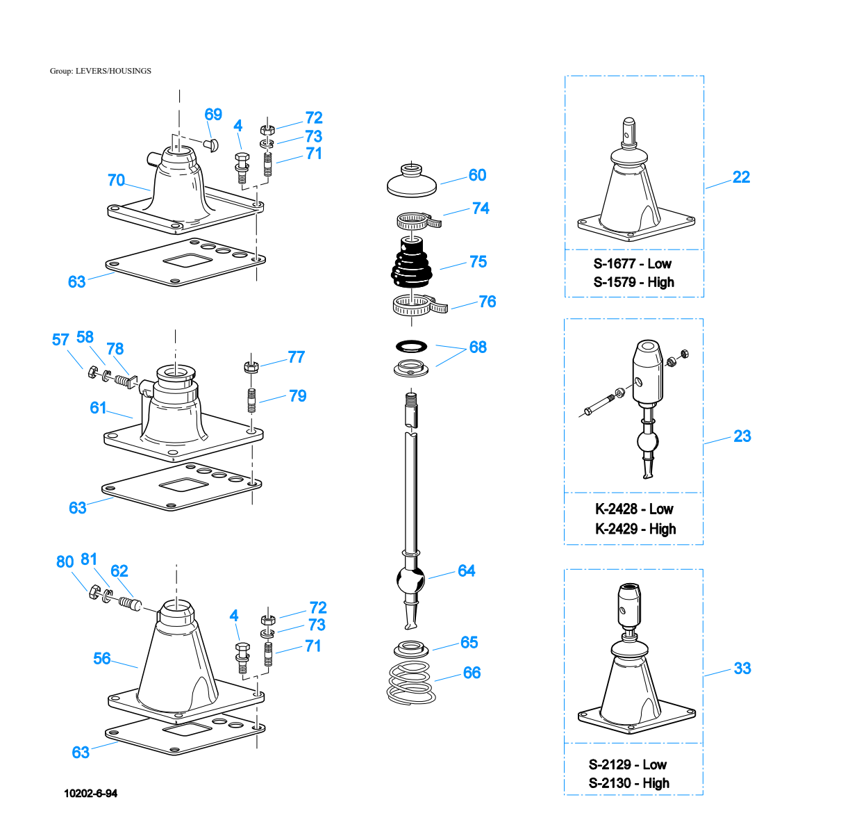 Eaton Fuller RT-11715 Levers/Housings exploded-view diagram