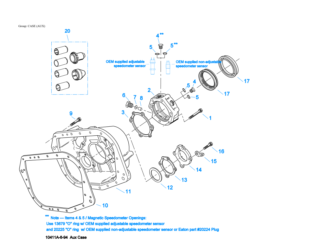 Eaton Fuller RT-11715 Case (Aux) exploded-view diagram