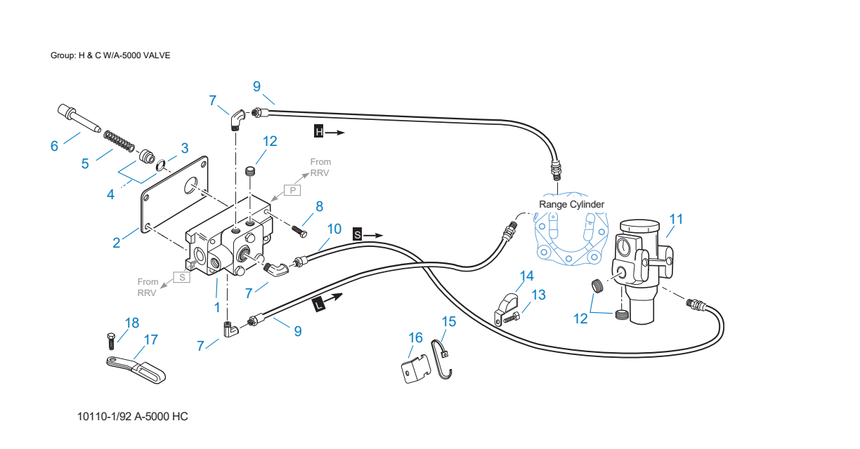 Eaton Fuller RT-12709H H & C W/A-5000 Valve exploded-view diagram
