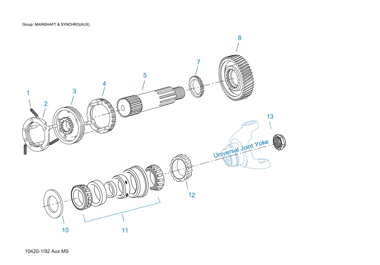 Eaton Fuller RT-12709H Mainshaft & Synchro(Aux) exploded-view diagram