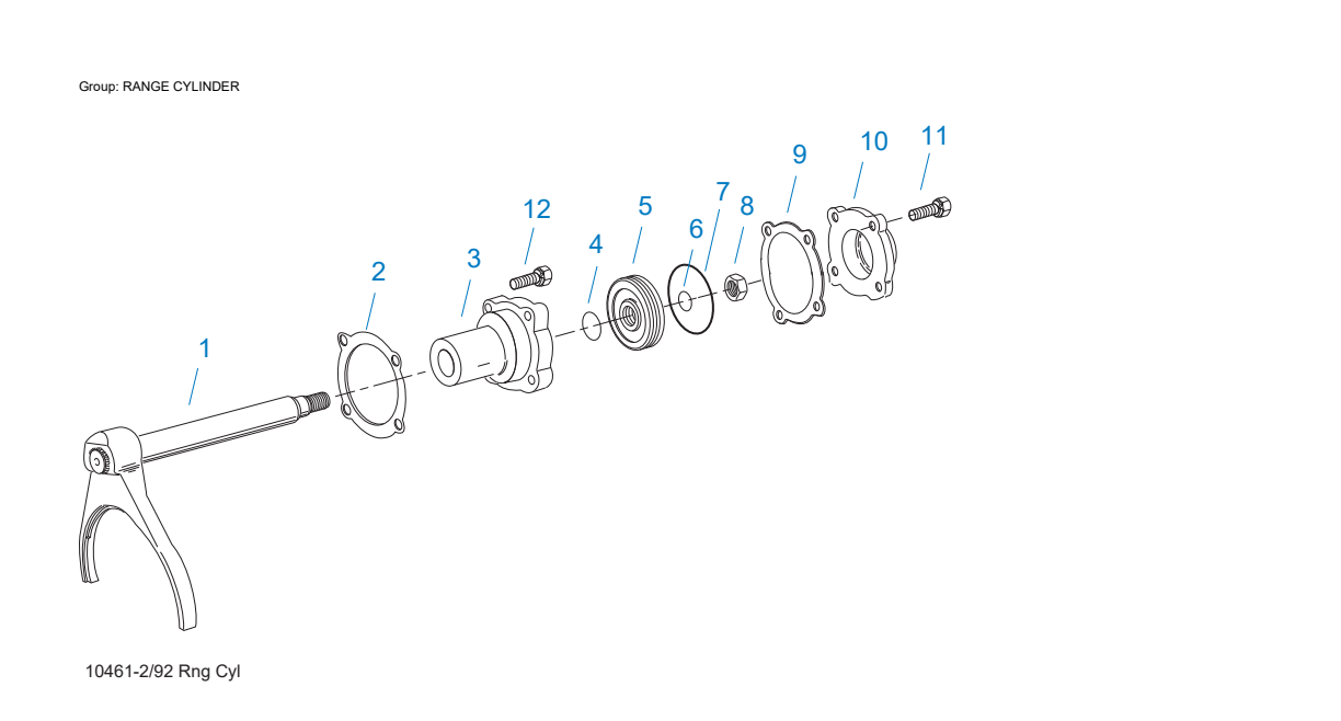Eaton Fuller RT-12709H Range Cylinder exploded-view diagram