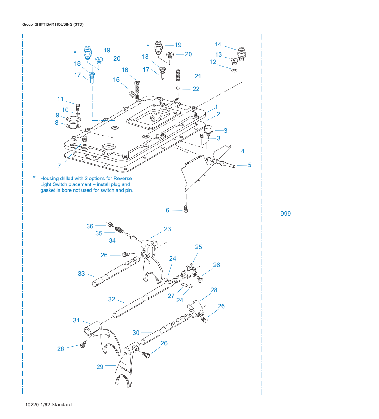 Eaton Fuller RT-12709H Shift Bar Housing (Std) exploded-view diagram