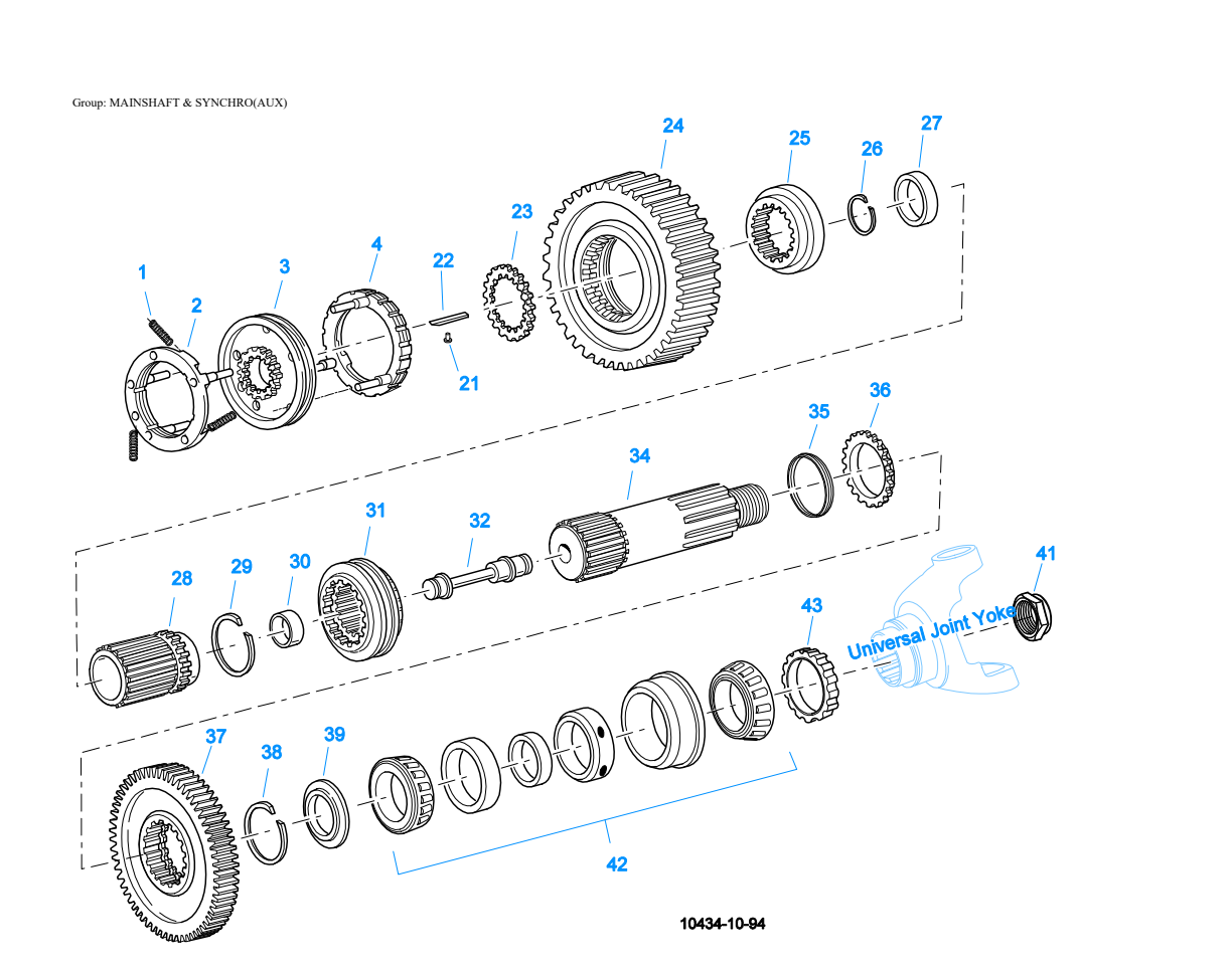 Eaton Fuller RT-14613 Mainshaft & Synchro(Aux) exploded-view diagram
