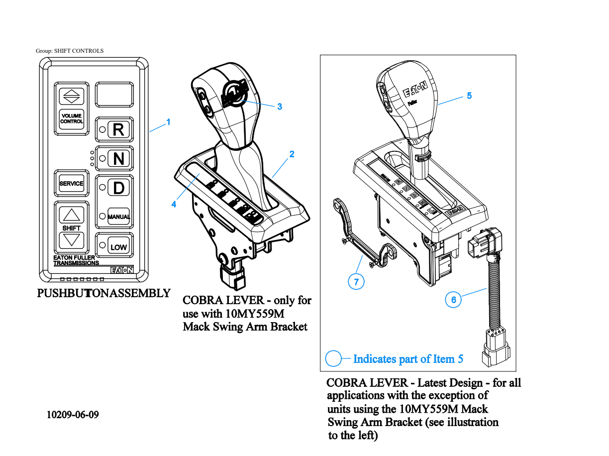 Eaton Fuller RT-14910B-AS2 Shift Controls exploded-view diagram