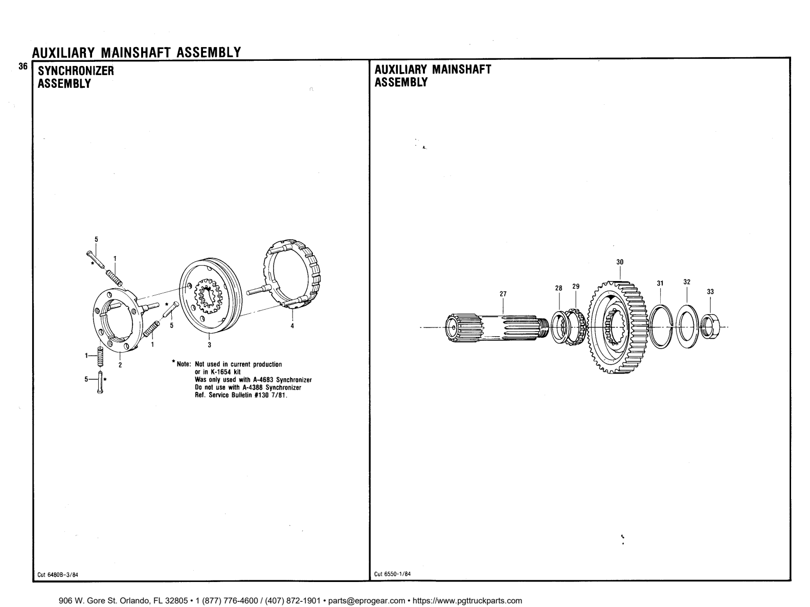 Eaton Fuller RT-6613 Auxiliary Mainshaft Assembly exploded-view diagram