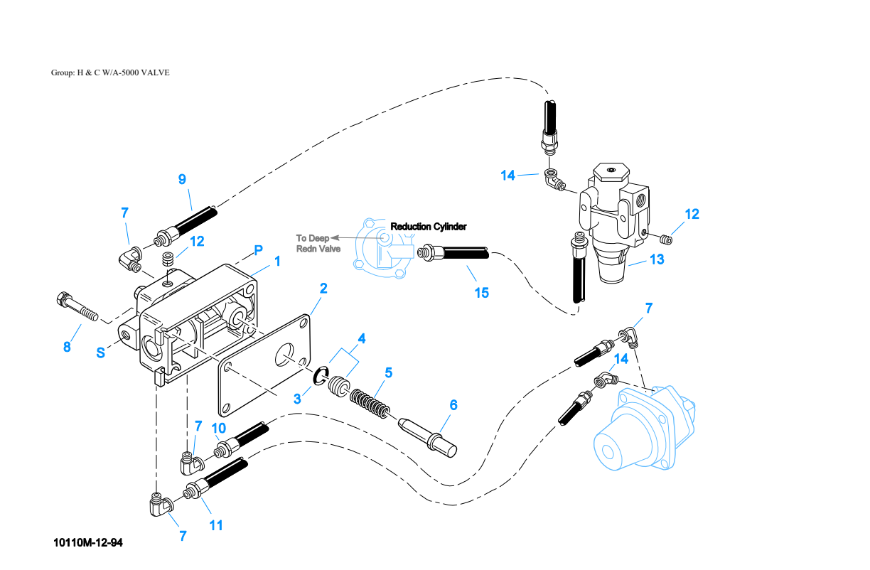 Eaton Fuller RT-7608LL H & C W/A-5000 Valve exploded-view diagram