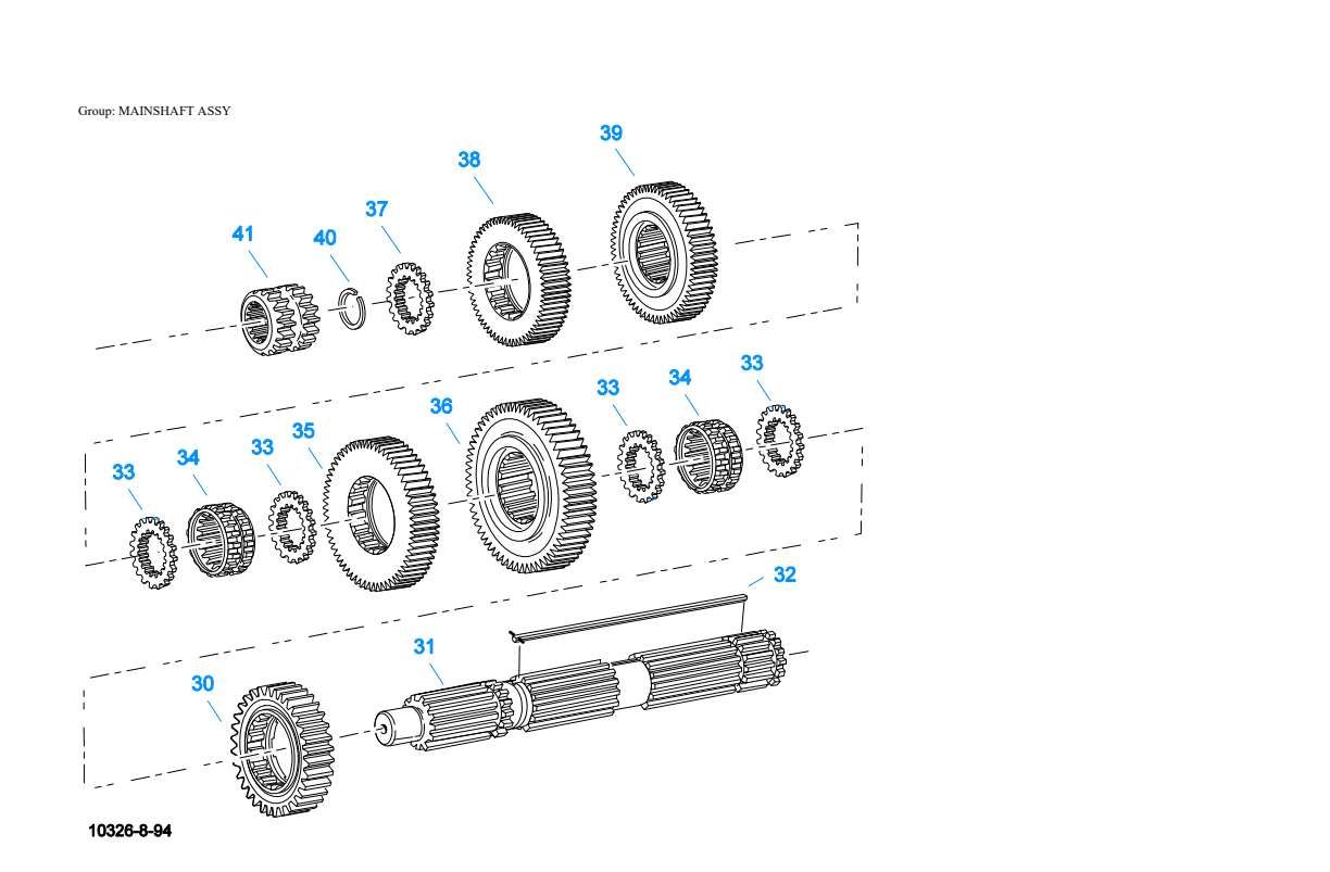 Eaton Fuller RT-7608LL Mainshaft Assy exploded-view diagram