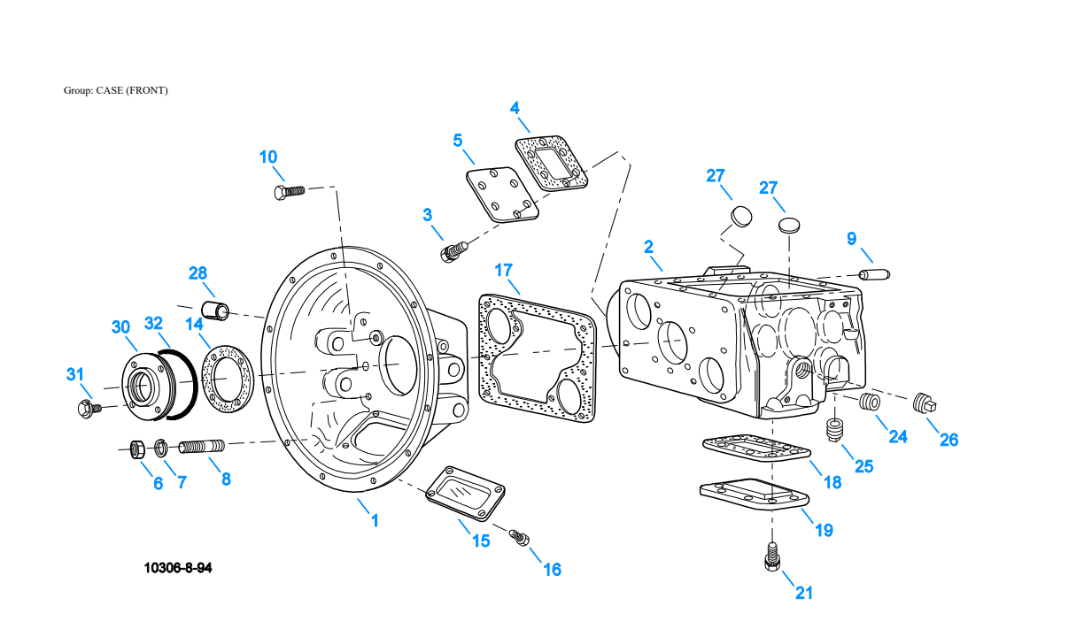 Eaton Fuller RT-7608LL Case (Front) exploded-view diagram