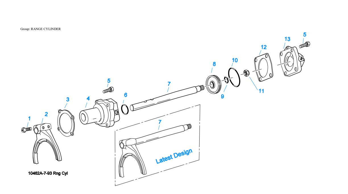 Eaton Fuller RT-8608L Range Cylinder exploded-view diagram