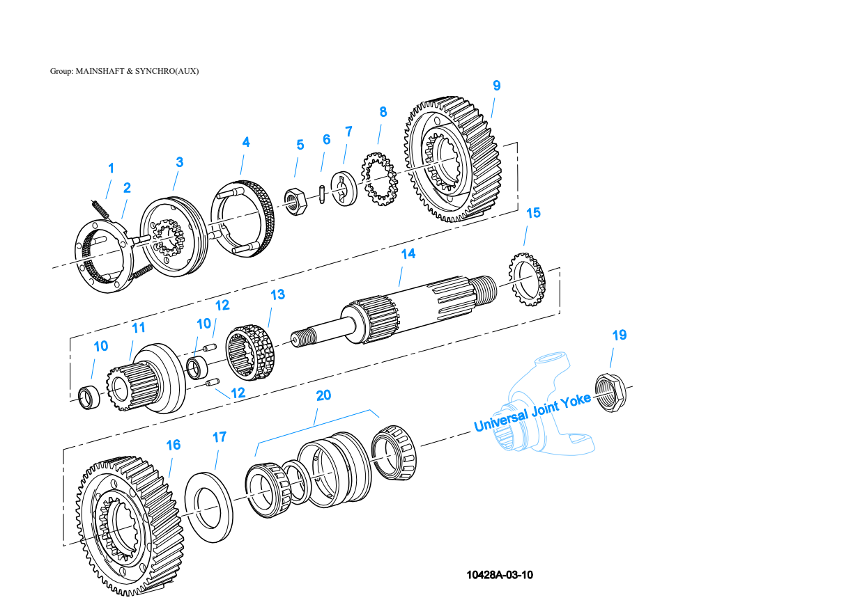 Eaton Fuller RT-8908LL Mainshaft & Synchro(Aux) exploded-view diagram