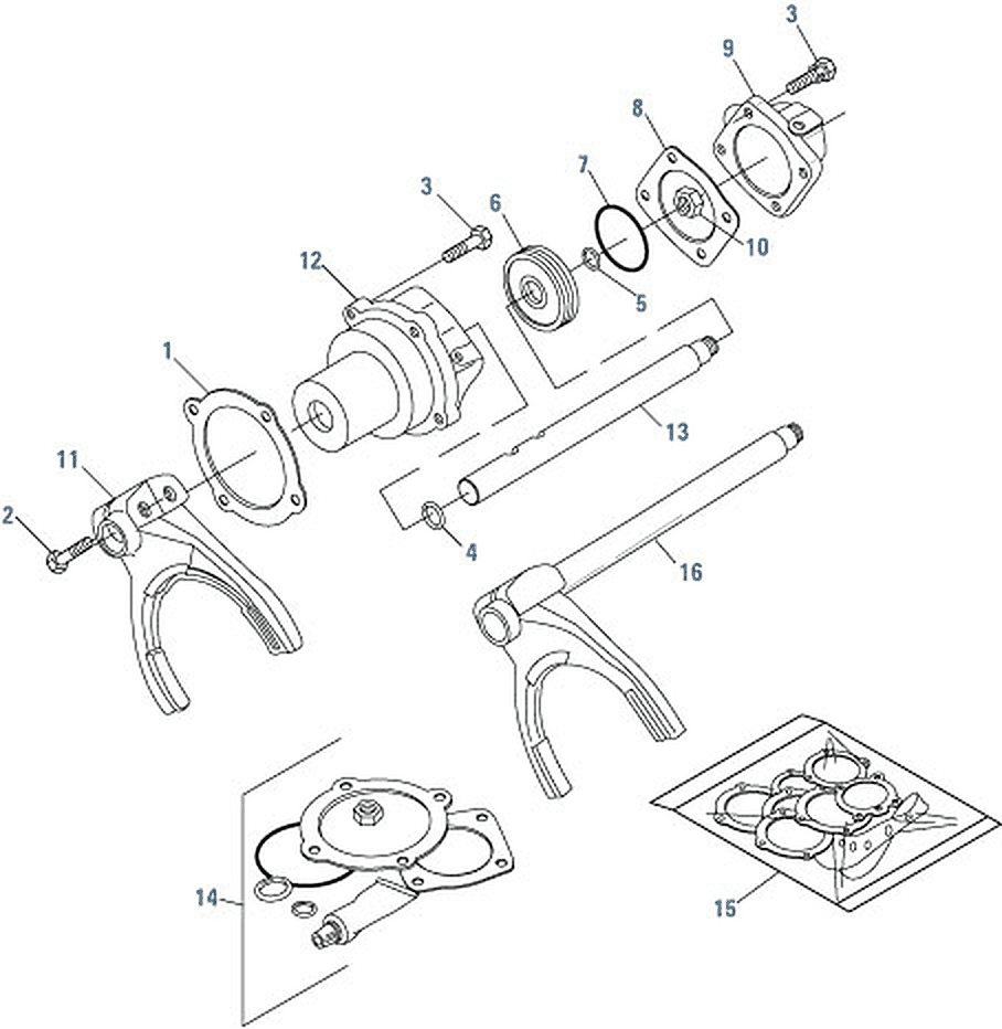 Diagrama de despiece: Cilindro de rango: diagrama adicional, Eaton Fuller RT-14613