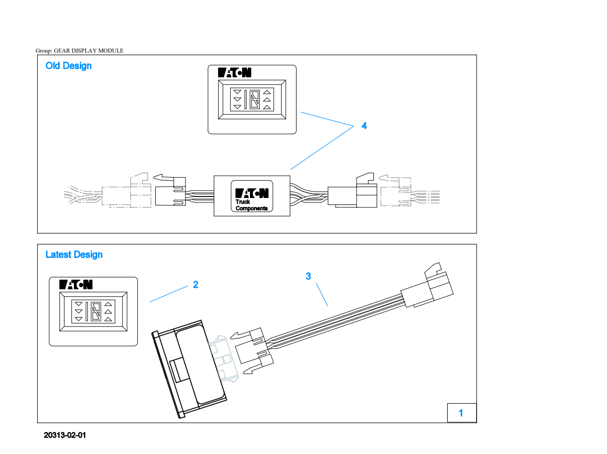 Eaton Fuller RTAO-11710B-AC Gear Display Module exploded-view diagram