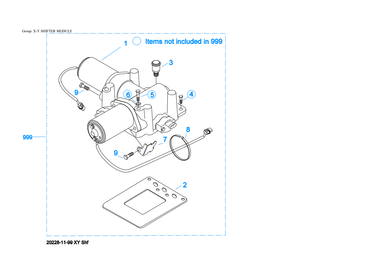 Eaton Fuller RTAO-11710B-AC X-Y Shifter Module exploded-view diagram