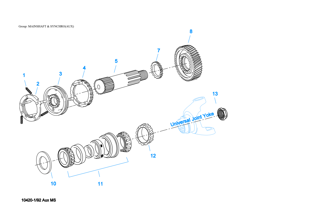 Eaton Fuller RTAO-11710C-AC Mainshaft & Synchro(Aux) exploded-view diagram